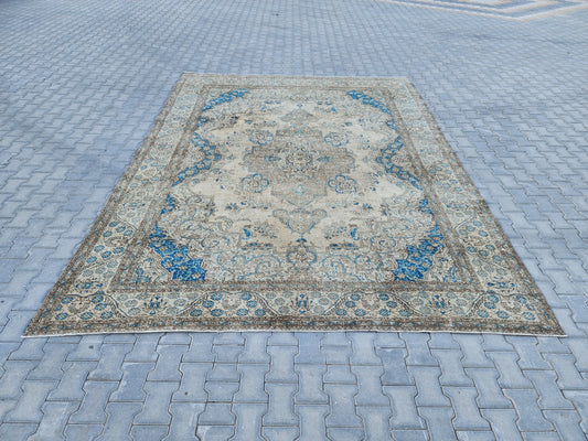 Brown Blue Vintage Rug 9x13 ft - sku1275