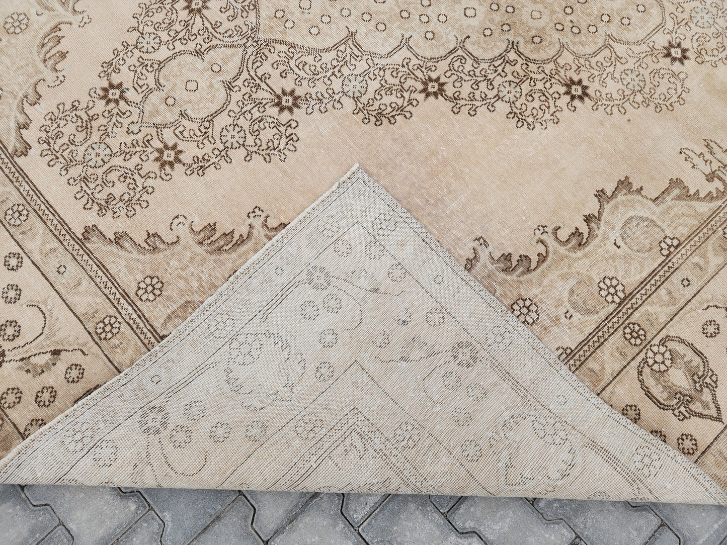 Beige Brown Vintage Rug 9x12 ft - sku1463