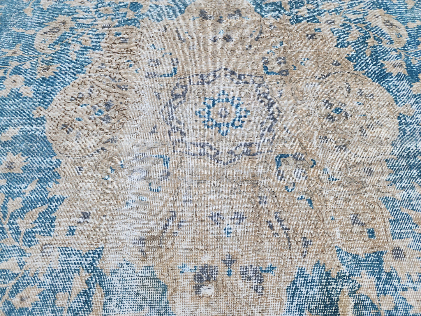 Beige Blue Vintage Rug 8x11 ft - sku1607