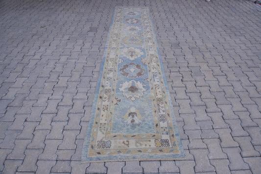 Oushak Hand Knotted Runner Rug 3x12 ft - sku1656