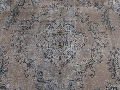 Neutral Medallion Design 9x12 ft, Hand-Knotted Vintage Rug, Bohem Rustic Rug | sku1566