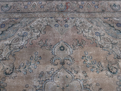 Neutral Medallion Design 9x12 ft, Hand-Knotted Vintage Rug, Bohem Rustic Rug | sku1566